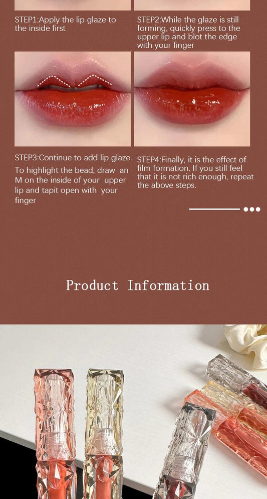Lip Gloss Long Lasting Moisturizing Easy Halo Dyeing Waterproof Mirror Water Glass Transparent Color Cosmetics - MANDOTOS