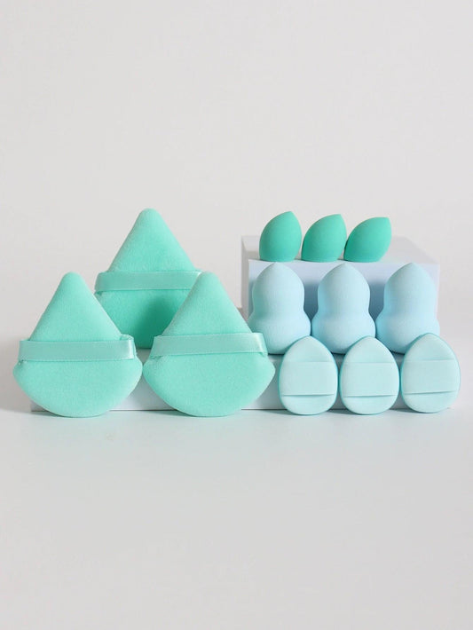 12 Piece All Purpose Makeup Sponge Set with Loose Powder Puffs Mini Air Cushion Puffs Beauty Eggs and Mini Beauty Sponges - MANDOTOS