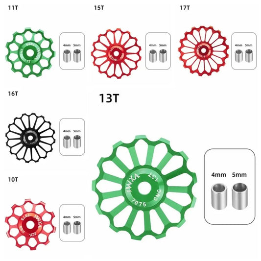 Ceramic Bicycle Guide Wheel, Rear Derailleur, Bearing Axis Adapter, Bike Guide Roller, Jockey Wheel, 10T-17T