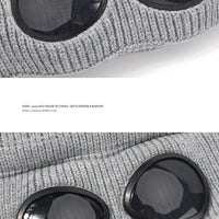 Brimless Hat With Goggles For Men And Women In Winter Hat Neutral Solid Color Skull Knitted Hat In Winter - MANDOTOS