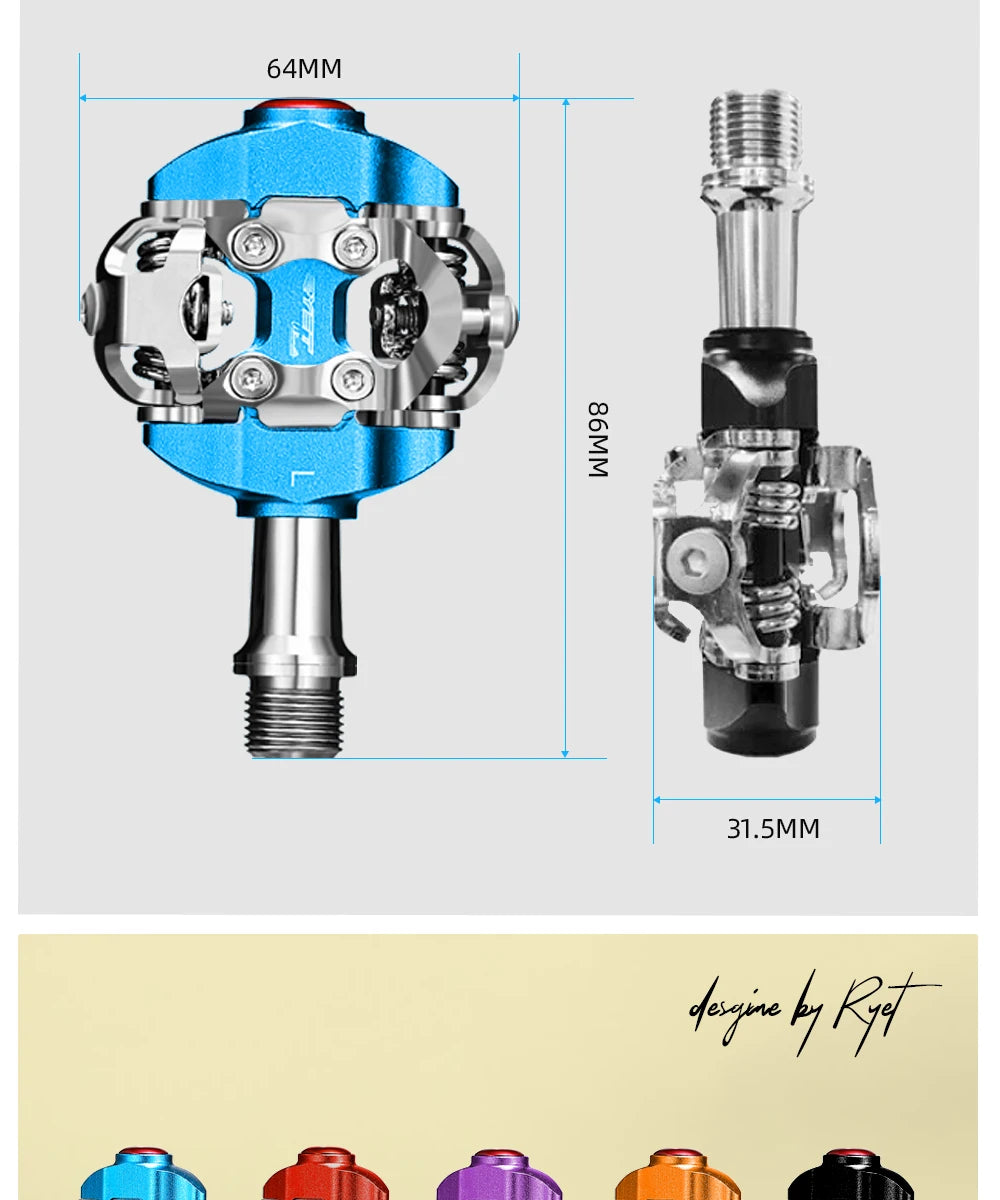 RYET MTB Bicycle Pedals SPD Clipless Mountain Bike Pedals Mountain Bicycle Dual Platform Footboard MTB Clipless Pedal Bike Parts