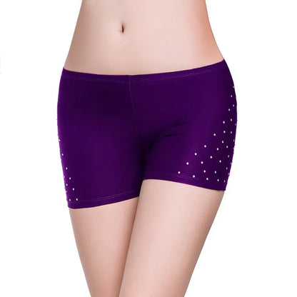 Belly Dance Safety Shorts Women's Belly Dance Clothes Leggings Tight-fitting Stretch Safety Pants with Diamonds Short Pants - MANDOTOS