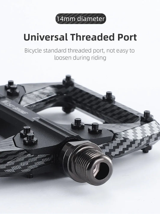 WEST BIKING MTB Integrated Pedals 3 Bearing Ultralight Flat Pedals Aluminum Alloy Nylon Carbon Fiber Coating Specialized Pedals