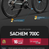 2025 New Ultra-Light Carbon Fiber Road Bike Fast Racing Bicycle with Hydraulic Disc Brakes 16/24-Speed Gear Shift Drop Handlebar