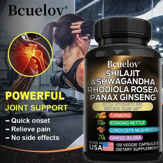 Shilajit Resin Himalaya Capsules - 15250 mg - Combination of Ashwagandha, Ginseng, Cordyceps, Ginkgo, Turmeric - MANDOTOS