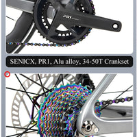 TWITTER 700X25C Carbon Road Bicycle Wireless Men's Hydraulic Disc Racing Bike With WheelTop EDS TX 24S Shifter 50mm Carbon Wheel