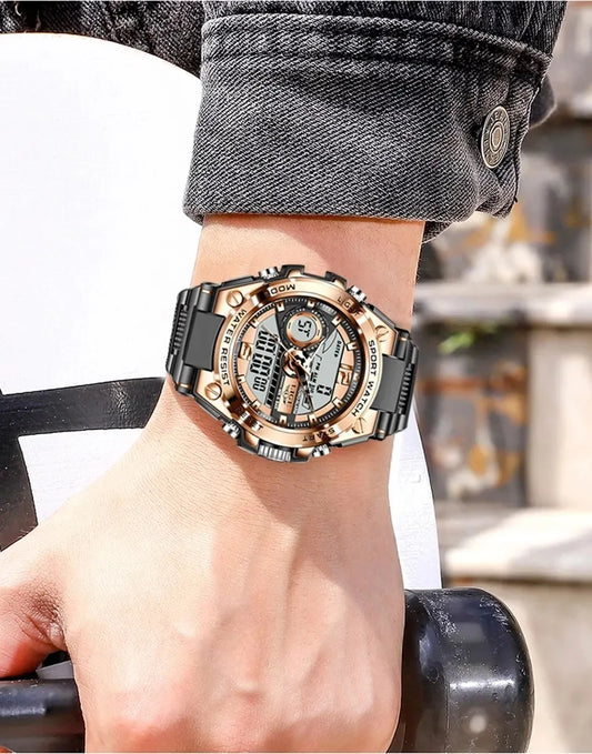 LIGE Men Military Watch Digital 50m Waterproof Wristwatch LED Quartz Clock Sport Watch Male Big Watches Men Relogios Masculino - MANDOTOS