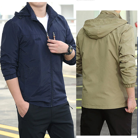 Windbreaker Men Tactical Jacket Waterproof Outdoor Hooded Coat Sports Military European Size S-5XL Field Climbing Thin Outwear - MANDOTOS