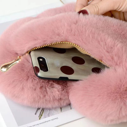 Fashion Women's Heart Shaped Handbags Cute Faux Fur Crossbody Bags Lady Soft Plush Chain Shoulder Bag Shopper Totes - MANDOTOS