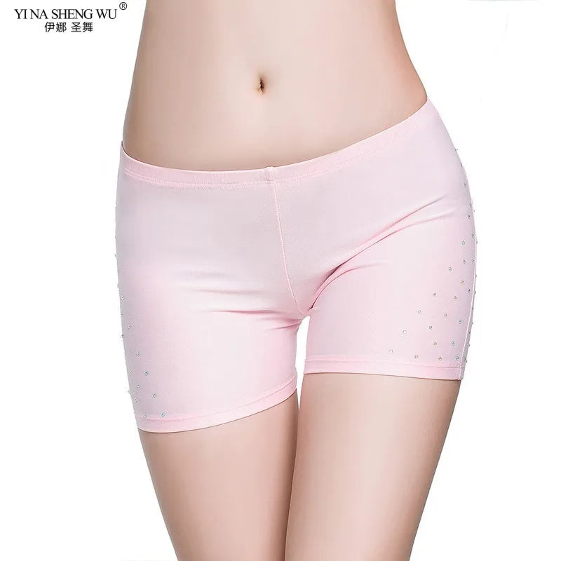 Belly Dance Safety Shorts Women's Belly Dance Clothes Leggings Tight-fitting Stretch Safety Pants with Diamonds Short Pants - MANDOTOS