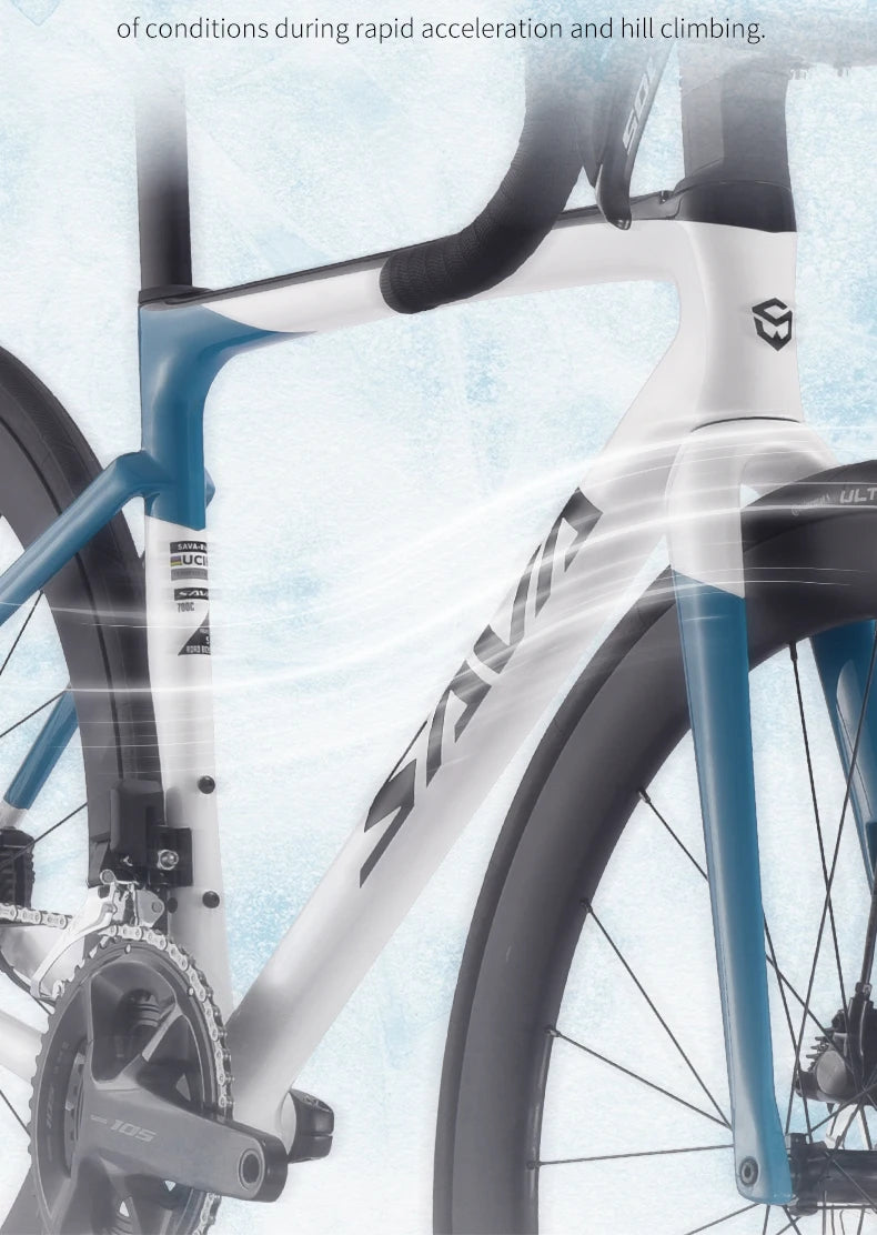 SAVA 2025NEW HAWKEYE SLR7 Carbon Fiber Road Bike with Shimano 105 DI2 R7170 Component Hydraulic Discs, Complete Adult Racing Set