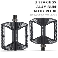 WEST BIKING MTB Integrated Pedals 3 Bearing Ultralight Flat Pedals Aluminum Alloy Nylon Carbon Fiber Coating Specialized Pedals