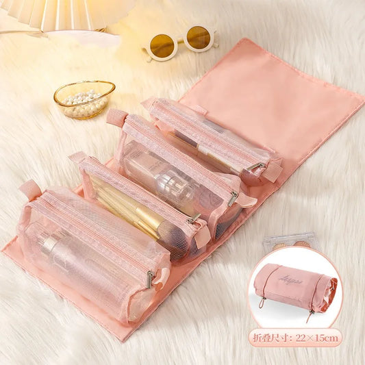 Detachable Cosmetic Bag Portable Large Capacity 4 in 1 Makeup Bags Portable Folding Travel Cosmetics Storage Toiletry Bag - MANDOTOS