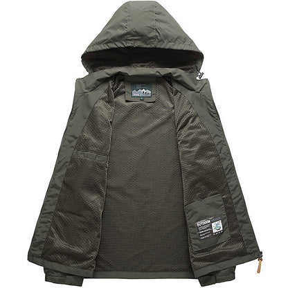 Windbreaker Men Tactical Jacket Waterproof Outdoor Hooded Coat Sports Military European Size S-5XL Field Climbing Thin Outwear - MANDOTOS