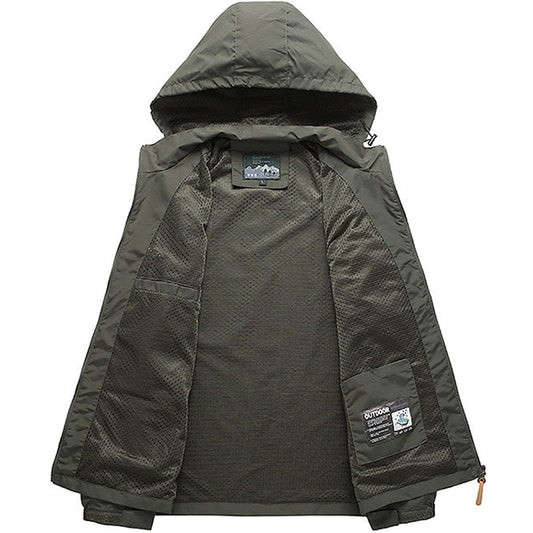 Windbreaker Men Tactical Jacket Waterproof Outdoor Hooded Coat Sports Military European Size S-5XL Field Climbing Thin Outwear - MANDOTOS