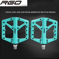 RGO Bicycle Pedals Mtb Nylon Platform Footrest Flat Mountain Bike Paddle Grip Pedalen Bearings Footboards Cycling Foot Hold