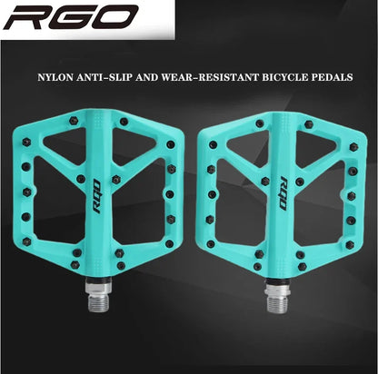 RGO Bicycle Pedals Mtb Nylon Platform Footrest Flat Mountain Bike Paddle Grip Pedalen Bearings Footboards Cycling Foot Hold