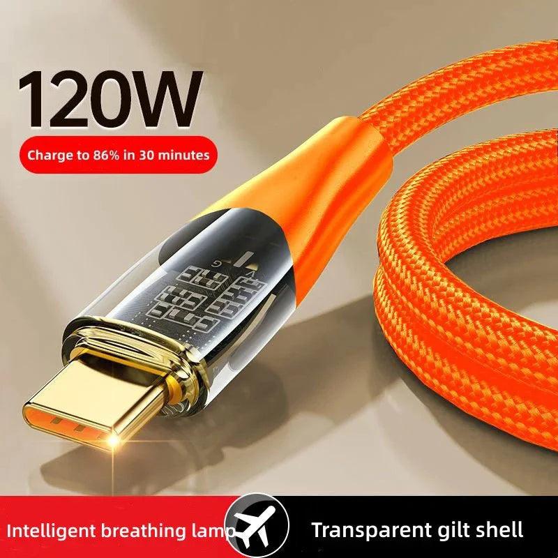 120W USB To Type C Cable Super Fast Charging Data Cord for Xiaomi 12, Samsung S23, and Huawei devices by ILEPO.