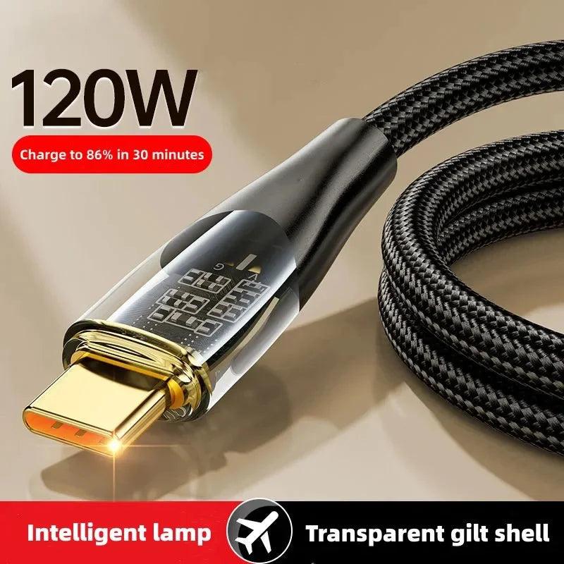 120W USB To Type C Cable Super Fast Charging Data Cord for Xiaomi 12, Samsung S23, Huawei by ILEPO, perfect for quick charging.