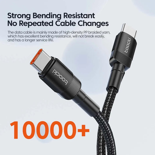 Toocki 100W Type C to USB C Cable PD 3.0 Quick Charge 4.0 Fast Charging Type C to Type C for iPhone 15 Macbook Samsung Xiaomi - MANDOTOS