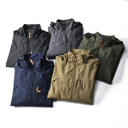Windbreaker Men Tactical Jacket Waterproof Outdoor Hooded Coat Sports Military European Size S-5XL Field Climbing Thin Outwear - MANDOTOS