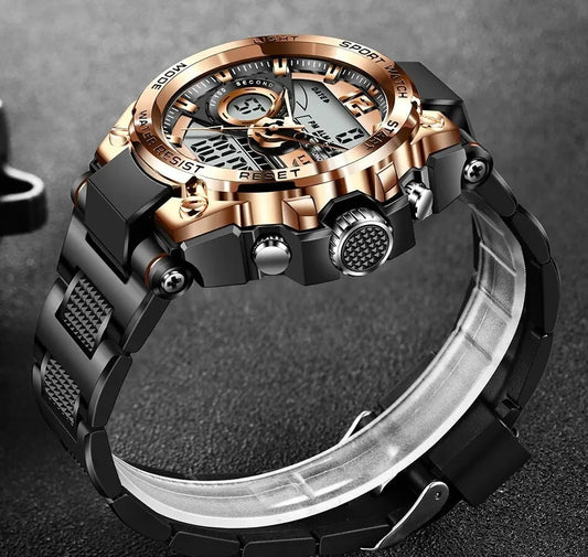 LIGE Men Military Watch Digital 50m Waterproof Wristwatch LED Quartz Clock Sport Watch Male Big Watches Men Relogios Masculino - MANDOTOS