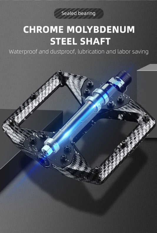 WEST BIKING MTB Integrated Pedals 3 Bearing Ultralight Flat Pedals Aluminum Alloy Nylon Carbon Fiber Coating Specialized Pedals