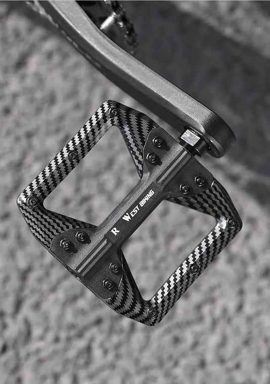 WEST BIKING MTB Integrated Pedals 3 Bearing Ultralight Flat Pedals Aluminum Alloy Nylon Carbon Fiber Coating Specialized Pedals