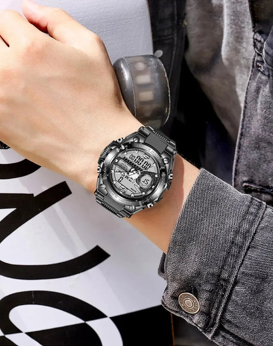 LIGE Men Military Watch Digital 50m Waterproof Wristwatch LED Quartz Clock Sport Watch Male Big Watches Men Relogios Masculino - MANDOTOS