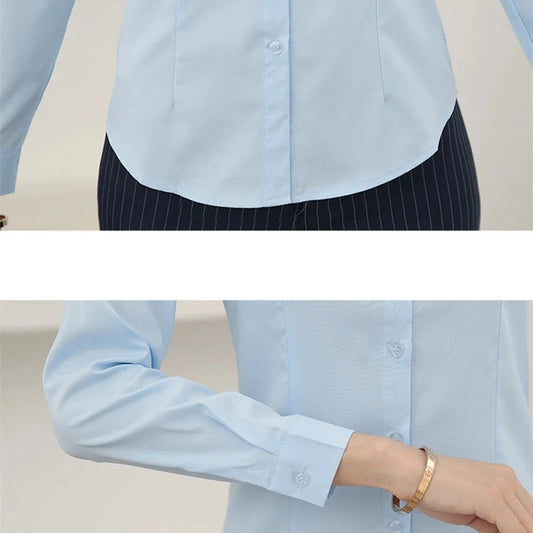 Women Shirts Blouses Women White Shirt Long Sleeve Blouse Female Tops OL Basic Shirt Blouses 2023 Fashion Elegant Woman Clothing - MANDOTOS