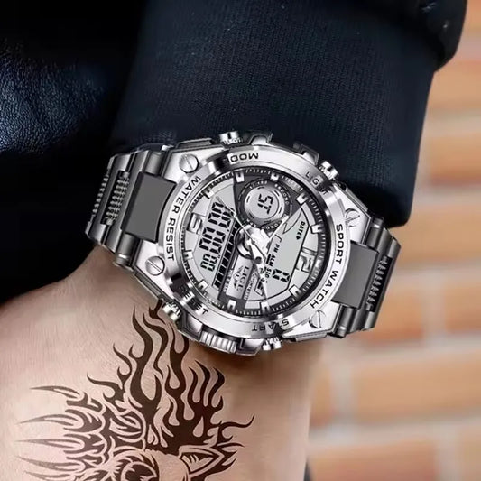 LIGE Men Military Watch Digital 50m Waterproof Wristwatch LED Quartz Clock Sport Watch Male Big Watches Men Relogios Masculino - MANDOTOS