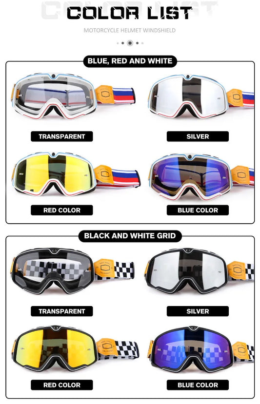 Retro Bicycles Goggles Ski Glasses Sunglasses ATV Goggles Non-slip Belt AntiUV Cafe Racer Chopper Cycling Racing Free shipping