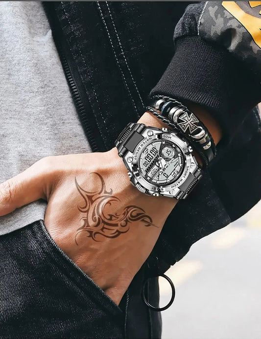 LIGE Men Military Watch Digital 50m Waterproof Wristwatch LED Quartz Clock Sport Watch Male Big Watches Men Relogios Masculino - MANDOTOS