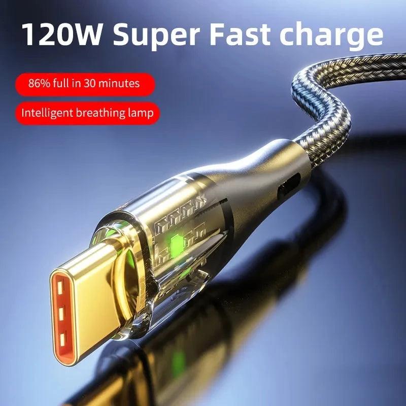 120W USB To Type C Cable Super Fast Charging Data Cord for Xiaomi 12, Samsung S23, and Huawei devices by ILEPO.