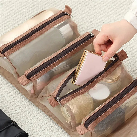 Detachable Cosmetic Bag Portable Large Capacity 4 in 1 Makeup Bags Portable Folding Travel Cosmetics Storage Toiletry Bag - MANDOTOS