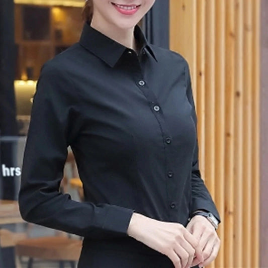 Women Shirts Blouses Women White Shirt Long Sleeve Blouse Female Tops OL Basic Shirt Blouses 2023 Fashion Elegant Woman Clothing - MANDOTOS