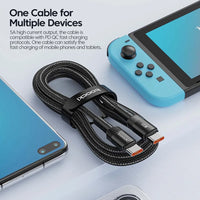Toocki 100W Type C to USB C Cable PD 3.0 Quick Charge 4.0 Fast Charging Type C to Type C for iPhone 15 Macbook Samsung Xiaomi - MANDOTOS