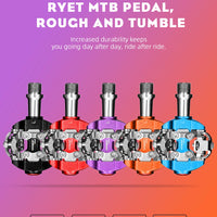 RYET MTB Bicycle Pedals SPD Clipless Mountain Bike Pedals Mountain Bicycle Dual Platform Footboard MTB Clipless Pedal Bike Parts