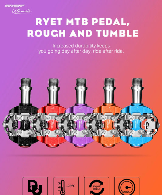 RYET MTB Bicycle Pedals SPD Clipless Mountain Bike Pedals Mountain Bicycle Dual Platform Footboard MTB Clipless Pedal Bike Parts