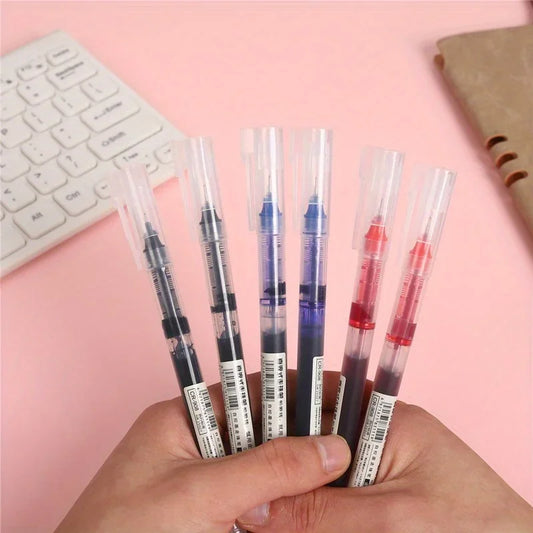 10Pcs/set High Quality Needle Type Gel Pens Straight Liquid Ballpoint Pen Kawaii Stationery School Office Supplies Writing - MANDOTOS