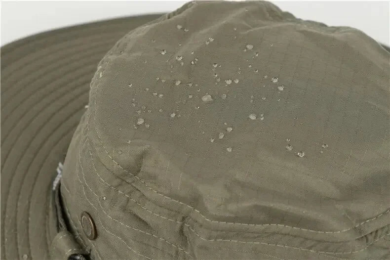 Summer Men Bucket Hat Outdoor UV Protection Wide Brim Panama Safari Hunting Hiking Hat Mesh Fisherman Hat Beach Sunscreen Cap - MANDOTOS