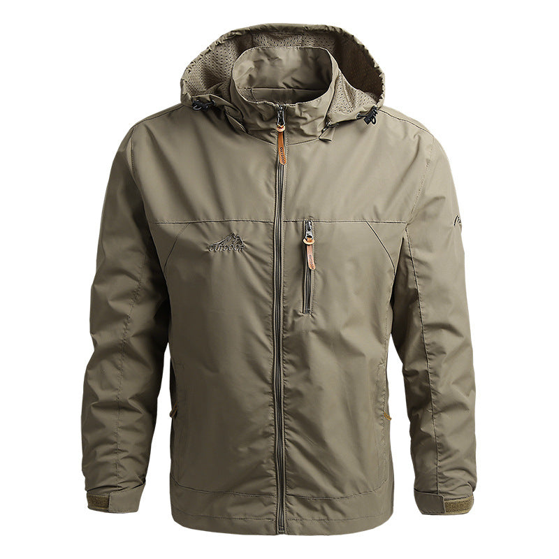 Windbreaker Men Tactical Jacket Waterproof Outdoor Hooded Coat Sports Military European Size S-5XL Field Climbing Thin Outwear - MANDOTOS