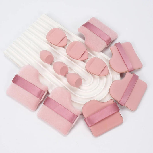 12 Piece All Purpose Makeup Sponge Set with Loose Powder Puffs Mini Air Cushion Puffs Beauty Eggs and Mini Beauty Sponges - MANDOTOS