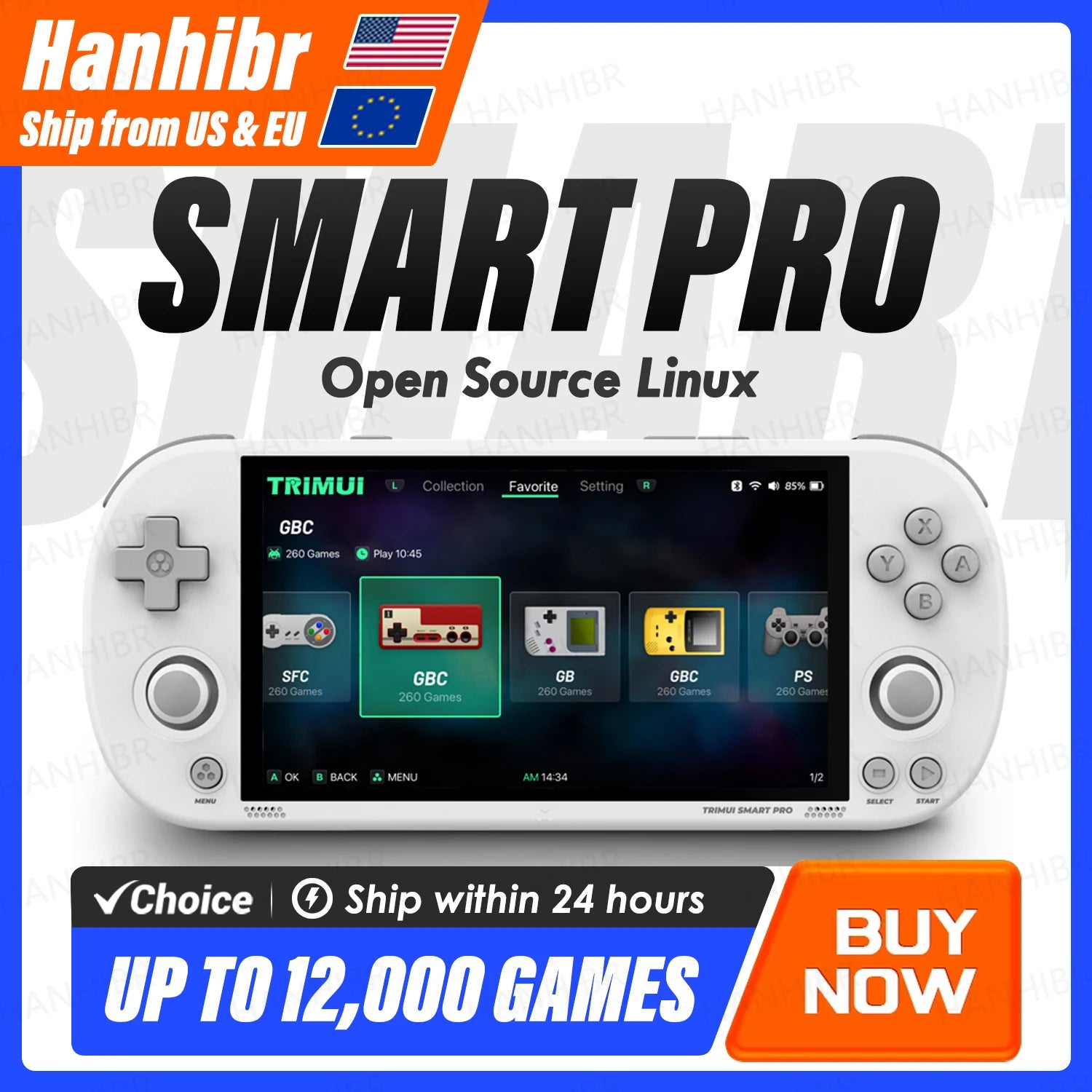 Trimui Smart Pro Handheld Game Console 4.96'' IPS Screen Linux System Joystick RGB Lighting Trimui Retro Video Game Console Gift - MANDOTOS