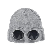 Brimless Hat With Goggles For Men And Women In Winter Hat Neutral Solid Color Skull Knitted Hat In Winter - MANDOTOS