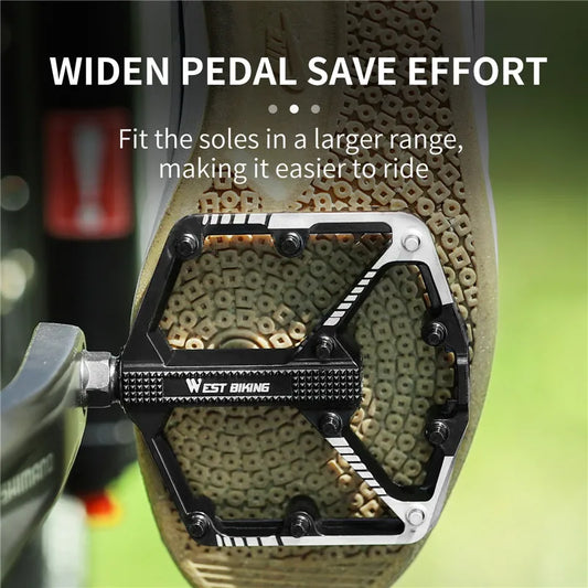 WEST BIKING Bicycle Pedals Sealed DU Bearing Nonslip Pedal Mountain Road Bike Cycling Alloy MTB Pedal Bicycle Accessories