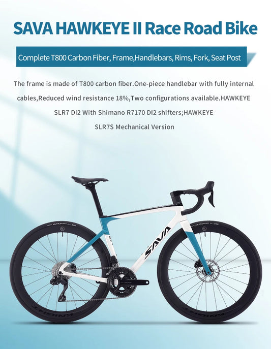 SAVA 2025NEW HAWKEYE SLR7 Carbon Fiber Road Bike with Shimano 105 DI2 R7170 Component Hydraulic Discs, Complete Adult Racing Set