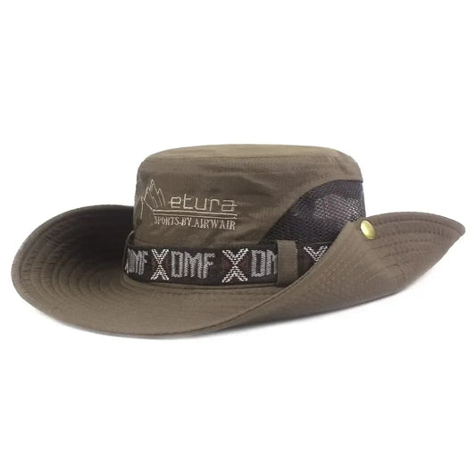 Summer Men Bucket Hat Outdoor UV Protection Wide Brim Panama Safari Hunting Hiking Hat Mesh Fisherman Hat Beach Sunscreen Cap - MANDOTOS