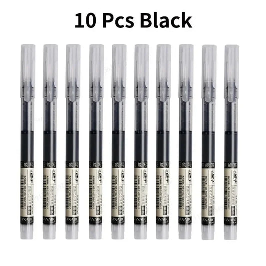 10Pcs/set High Quality Needle Type Gel Pens Straight Liquid Ballpoint Pen Kawaii Stationery School Office Supplies Writing - MANDOTOS