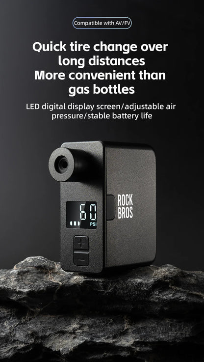 ROCKBROS Portable Mini Electric Bicycle Pump 120PSI Type-C Bike Tire Air Inflator Pump MTB Road AV FV Valve Cycling Pump - MANDOTOS